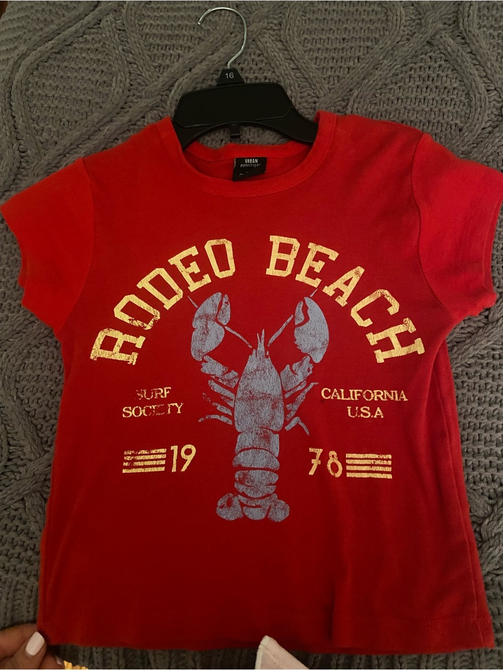 Rodeo Beach Red Graphic Tee with Lobster Print